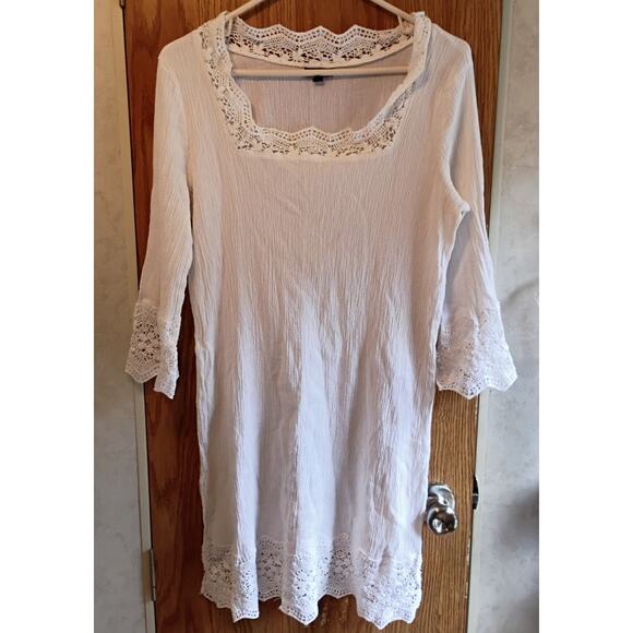 Talbots White Lace Trim Cotton Long Sleeve Top S Cottage Quietlux Feminine Chic - Picture 1 of 13